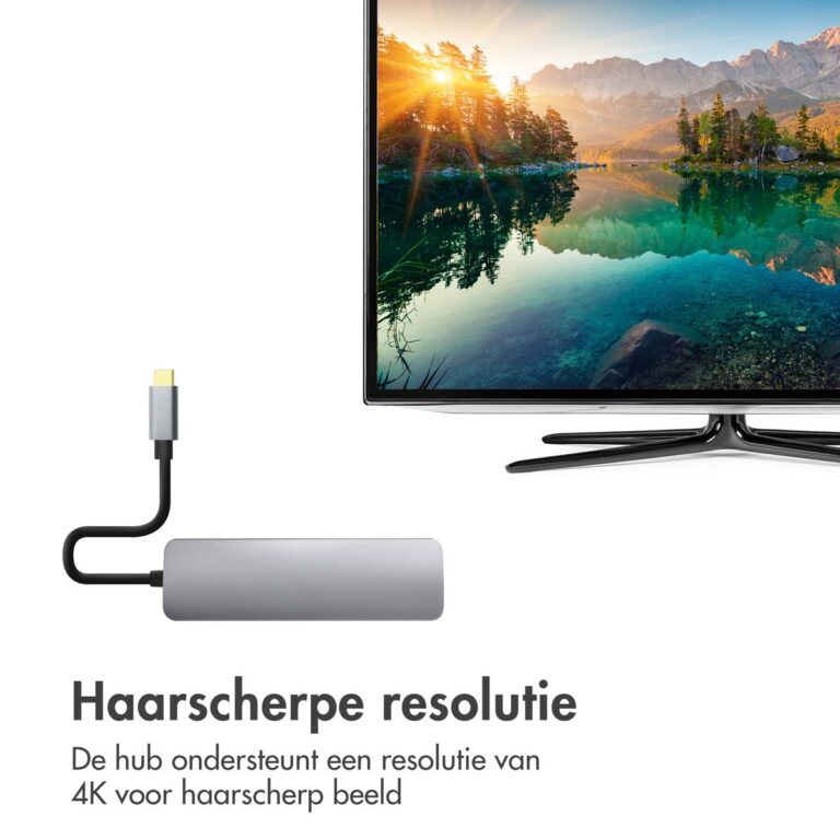 Accezz 5-in-1 USB-C Hub - 4K 30Hz Ultra HD - 100 Watt opladen - Docking station - Afbeelding 6