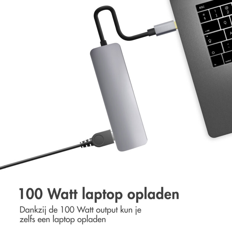 Accezz 5-in-1 USB-C Hub - 4K 30Hz Ultra HD - 100 Watt opladen - Docking station - Afbeelding 4