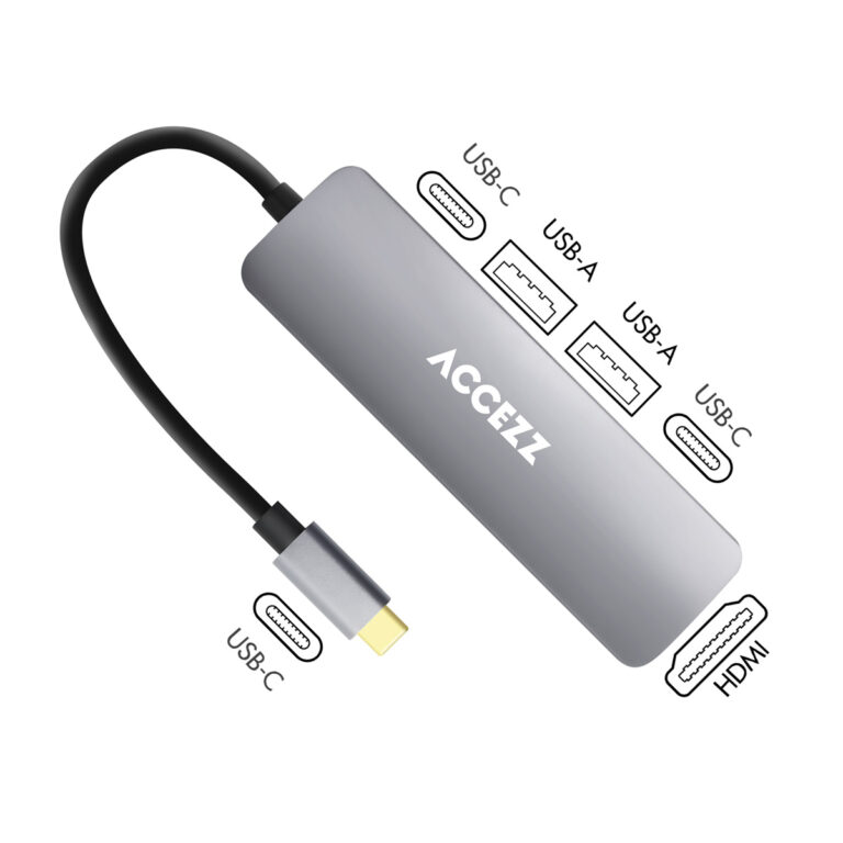 Accezz 5-in-1 USB-C Hub - 4K 30Hz Ultra HD - 100 Watt opladen - Docking station - Afbeelding 9
