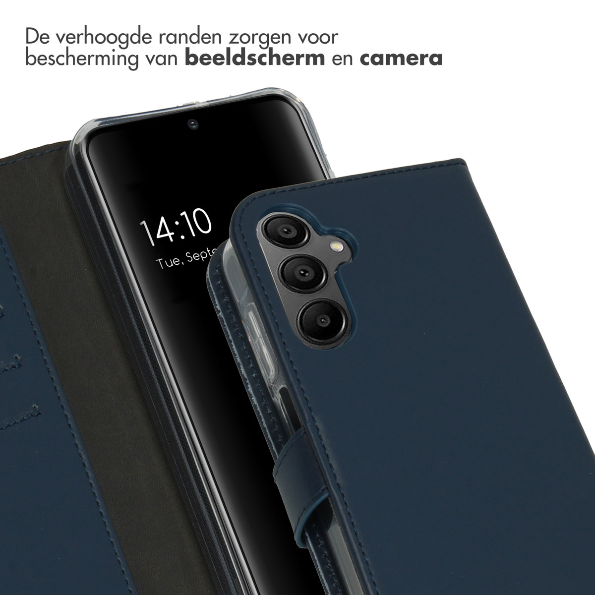 Selencia Echt Leren Bookcase Samsung Galaxy A15 (5G/4G) - Donkerblauw - Afbeelding 10