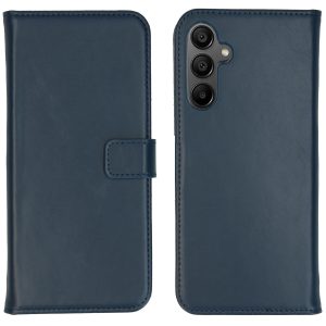 Selencia Echt Leren Bookcase Samsung Galaxy A15 (5G/4G) - Donkerblauw
