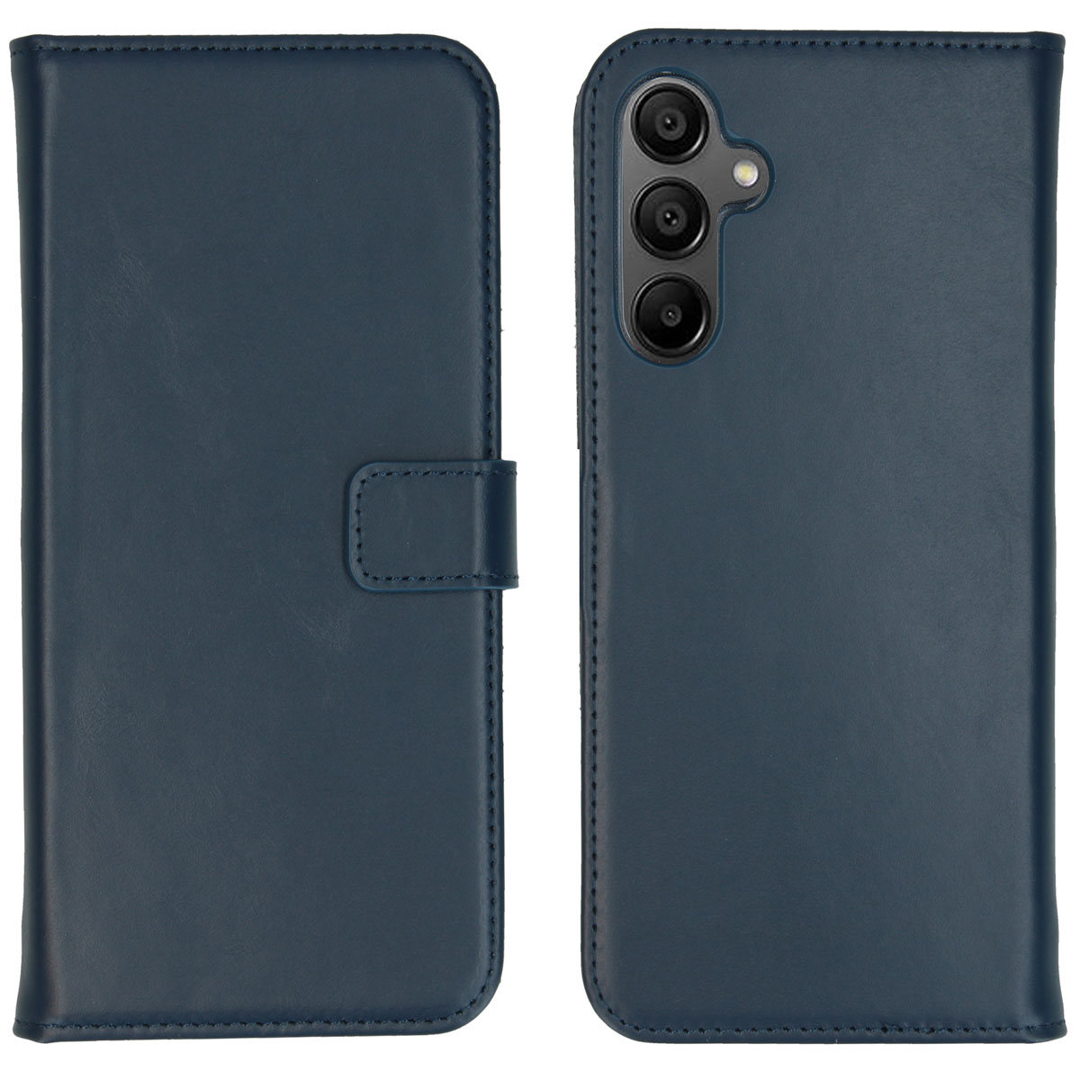 Selencia Echt Leren Bookcase Samsung Galaxy A15 (5G/4G) - Donkerblauw - Afbeelding 2