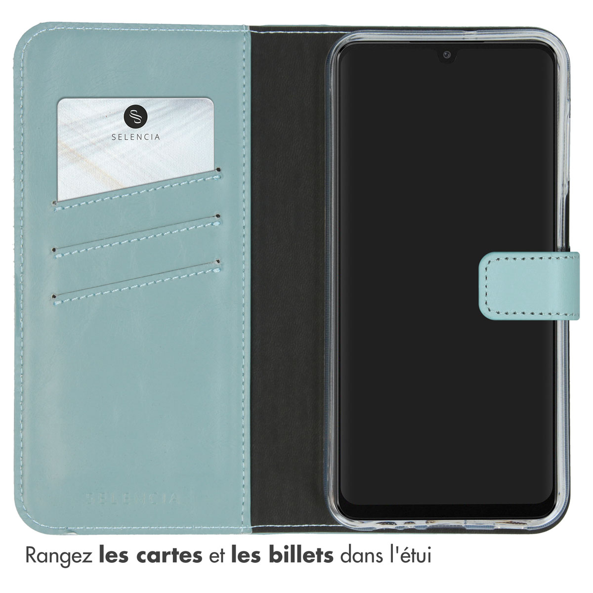 Selencia Echt Leren Bookcase Samsung Galaxy A15 (5G/4G) - Air Blue - Afbeelding 8