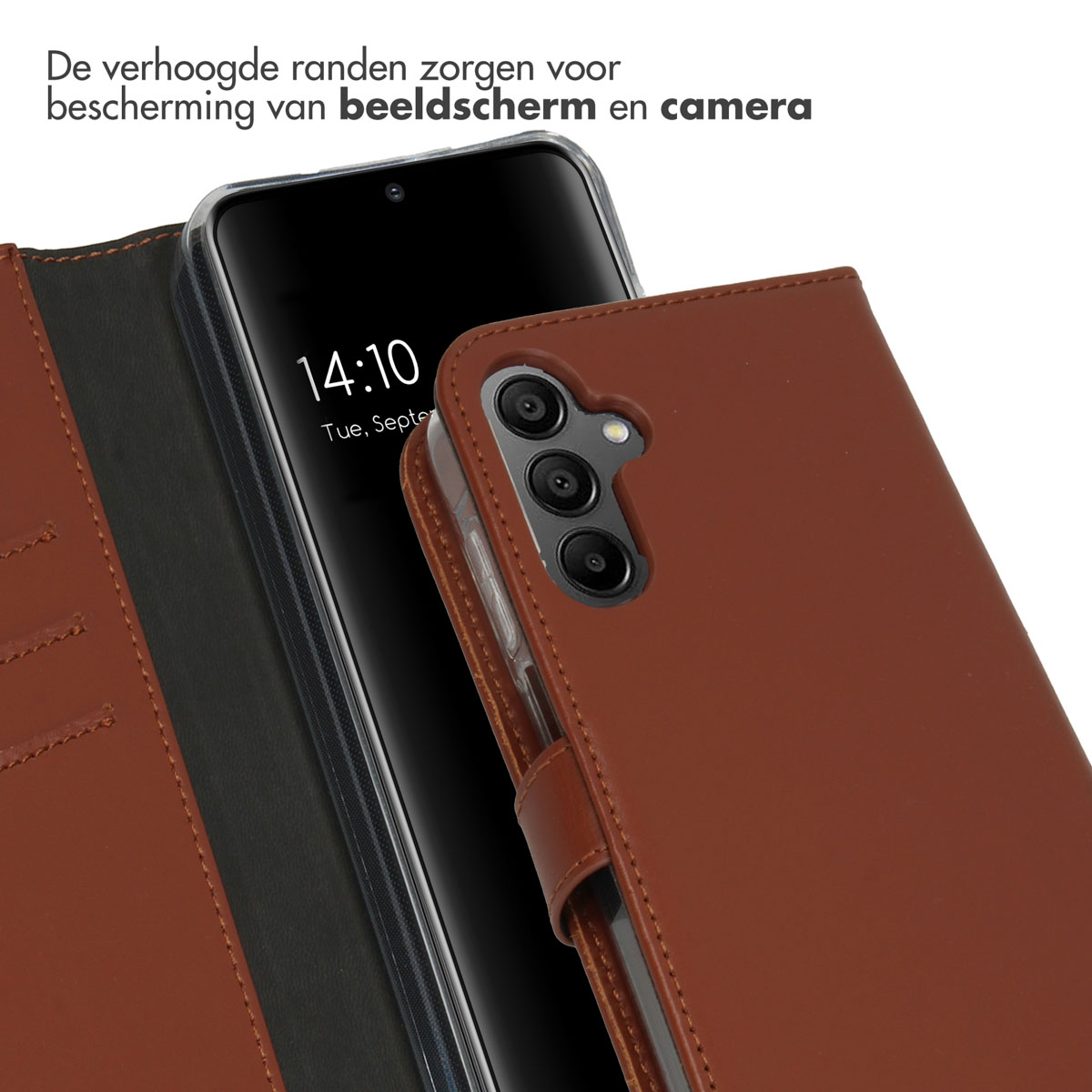 Selencia Echt Leren Bookcase Samsung Galaxy A15 (5G/4G) - Lichtbruin - Afbeelding 10