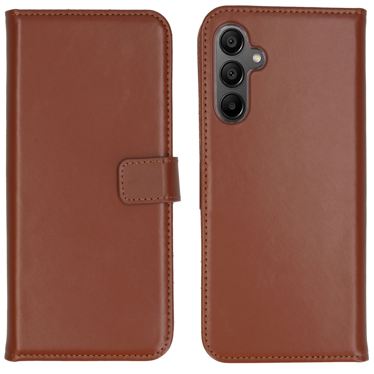 Selencia Echt Leren Bookcase Samsung Galaxy A15 (5G/4G) - Lichtbruin