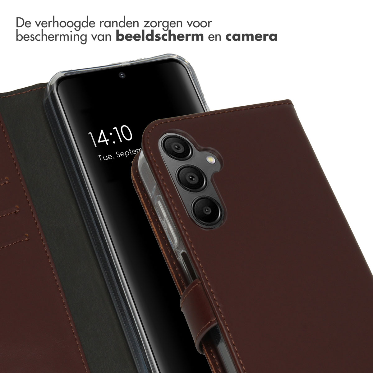 Selencia Echt Leren Bookcase Samsung Galaxy A15 (5G/4G) - Donkerbruin - Afbeelding 10