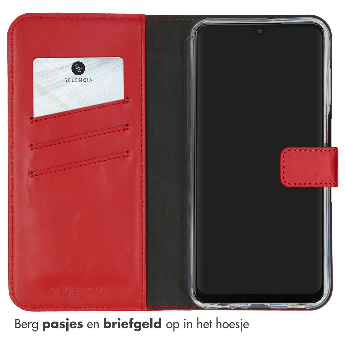 Selencia Echt Leren Bookcase Samsung Galaxy A15 (5G/4G) - Rood - Afbeelding 7