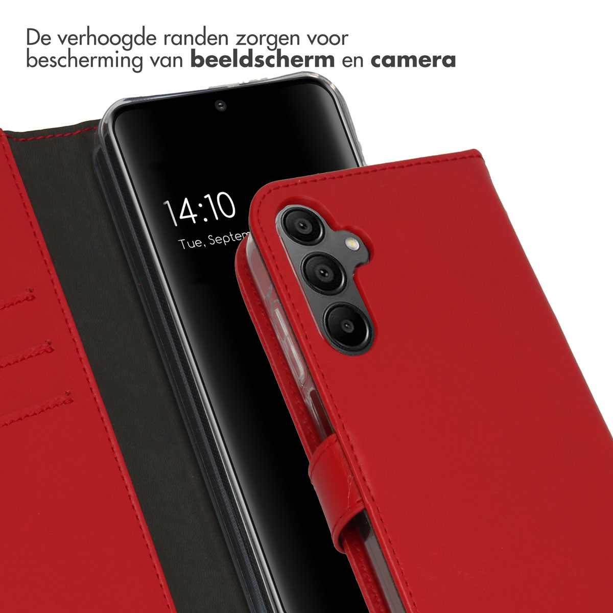 Selencia Echt Leren Bookcase Samsung Galaxy A15 (5G/4G) - Rood - Afbeelding 10