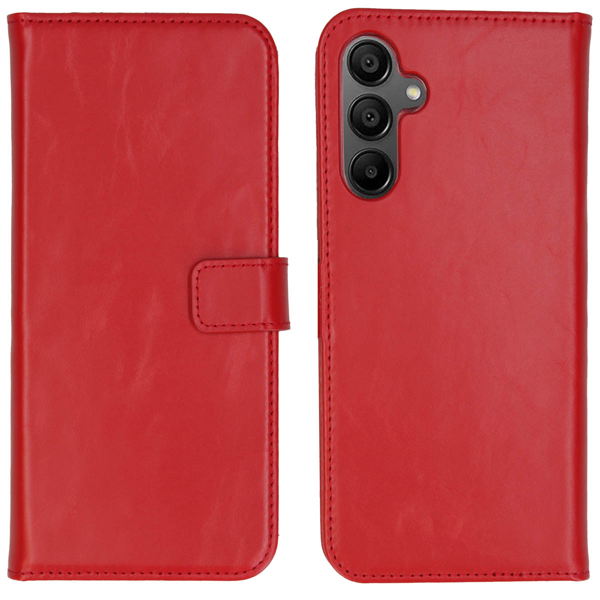 Selencia Echt Leren Bookcase Samsung Galaxy A15 (5G/4G) - Rood - Afbeelding 3