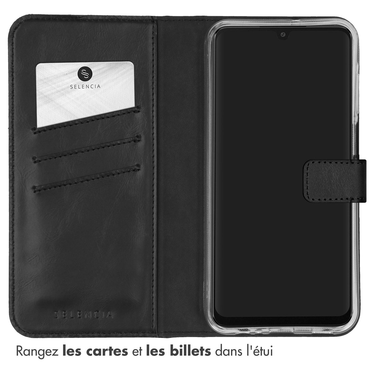 Selencia Echt Leren Bookcase Samsung Galaxy A15 (5G/4G) - Zwart - Afbeelding 9