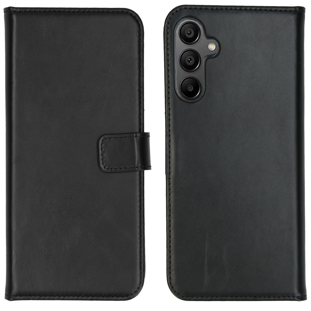 Selencia Echt Leren Bookcase Samsung Galaxy A15 (5G/4G) - Zwart - Afbeelding 3