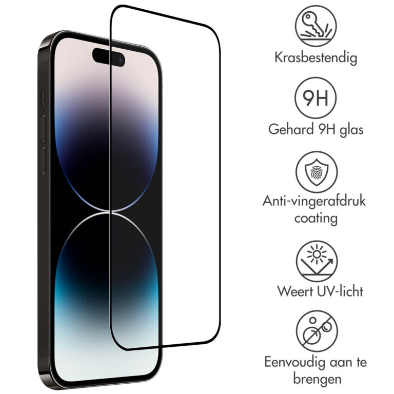 Accezz Gehard Glas Full Cover Screenprotector Apple iPhone 14 Pro / 15 / 16 - Afbeelding 8