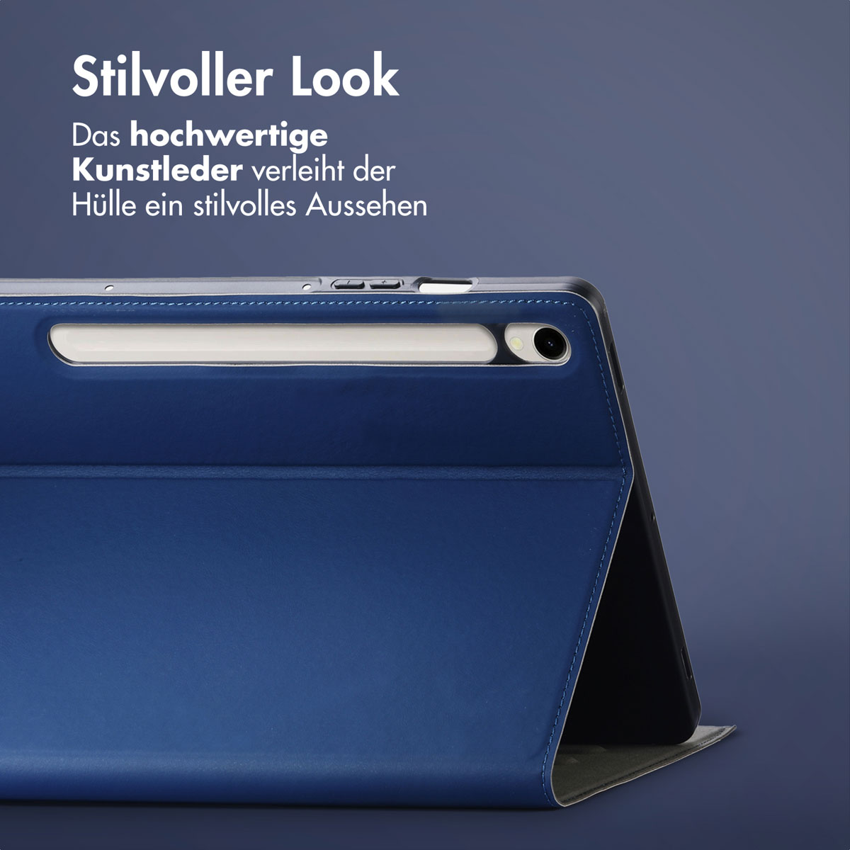 Accezz Classic Tablet Case Samsung Galaxy Tab S10 Ultra / Tab S9 Ultra - Donkerblauw - Afbeelding 4