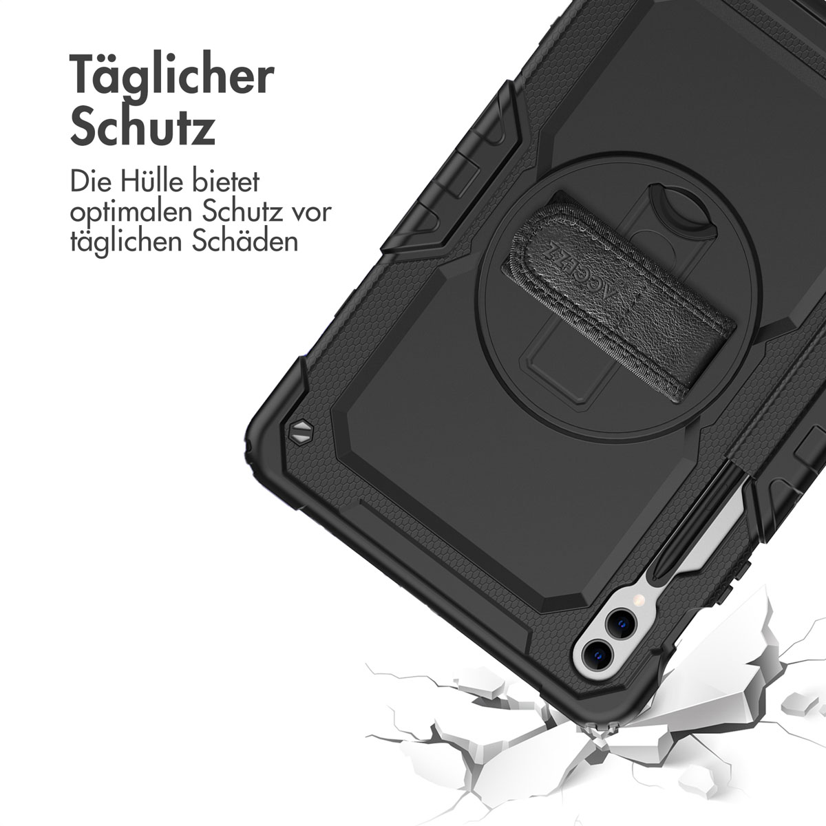 Accezz Rugged Backcover met schouderstrap Samsung Galaxy Tab S10 Plus / Tab S9 FE Plus / Tab S9 Plus - Zwart - Afbeelding 5