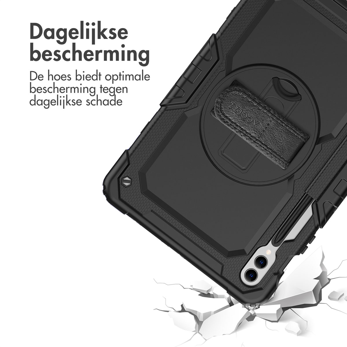 Accezz Rugged Backcover met schouderstrap Samsung Galaxy Tab S10 Plus / Tab S9 FE Plus / Tab S9 Plus - Zwart - Afbeelding 4