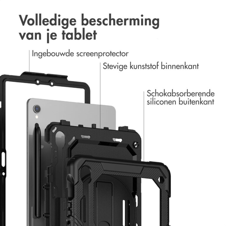 Accezz Rugged Backcover met schouderstrap Samsung Galaxy Tab S9 11.0 inch / Tab S9 FE 10.9 inch / S10 FE - Zwart - Afbeelding 8