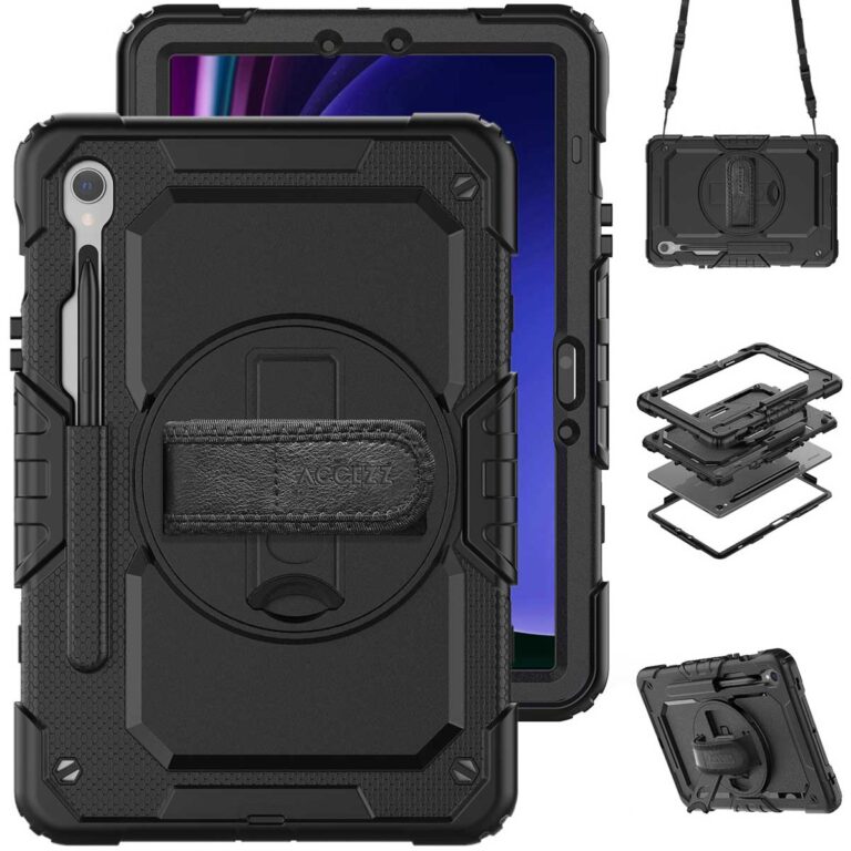 Accezz Rugged Backcover met schouderstrap Samsung Galaxy Tab S9 11.0 inch / Tab S9 FE 10.9 inch / S10 FE - Zwart - Afbeelding 7