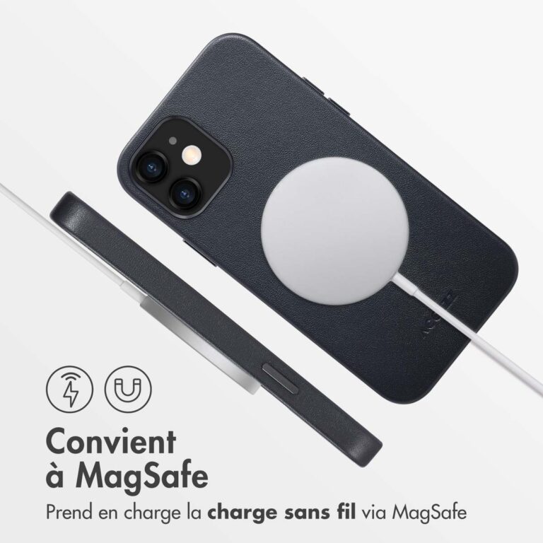 Accezz MagSafe Leather Backcover Apple iPhone 12 (Pro) - Onyx Black - Afbeelding 2
