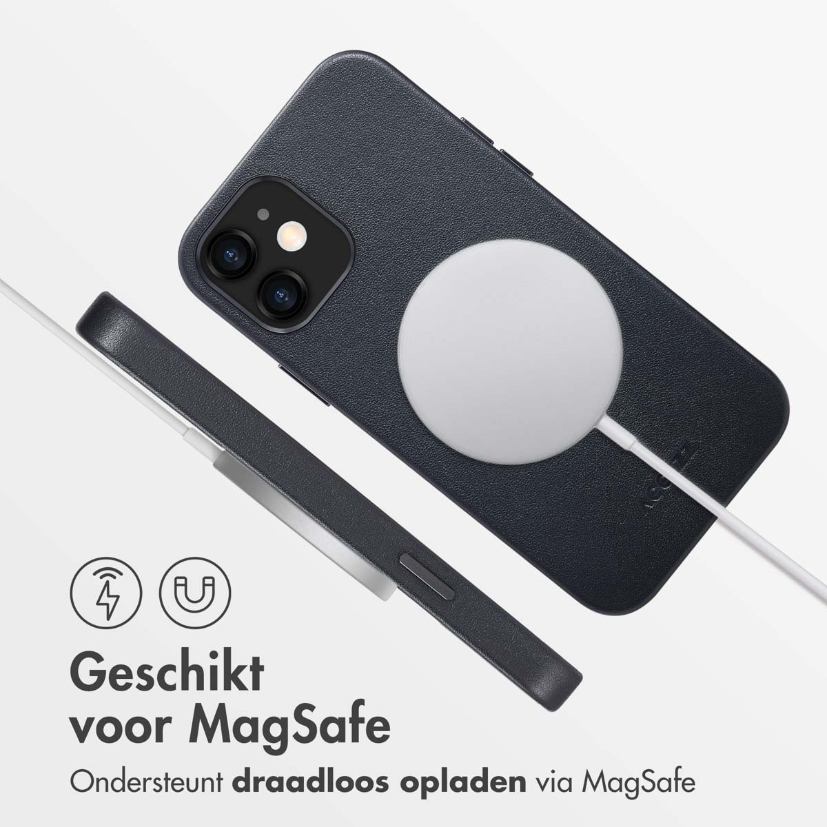 Accezz MagSafe Leather Backcover Apple iPhone 12 (Pro) – Onyx Black