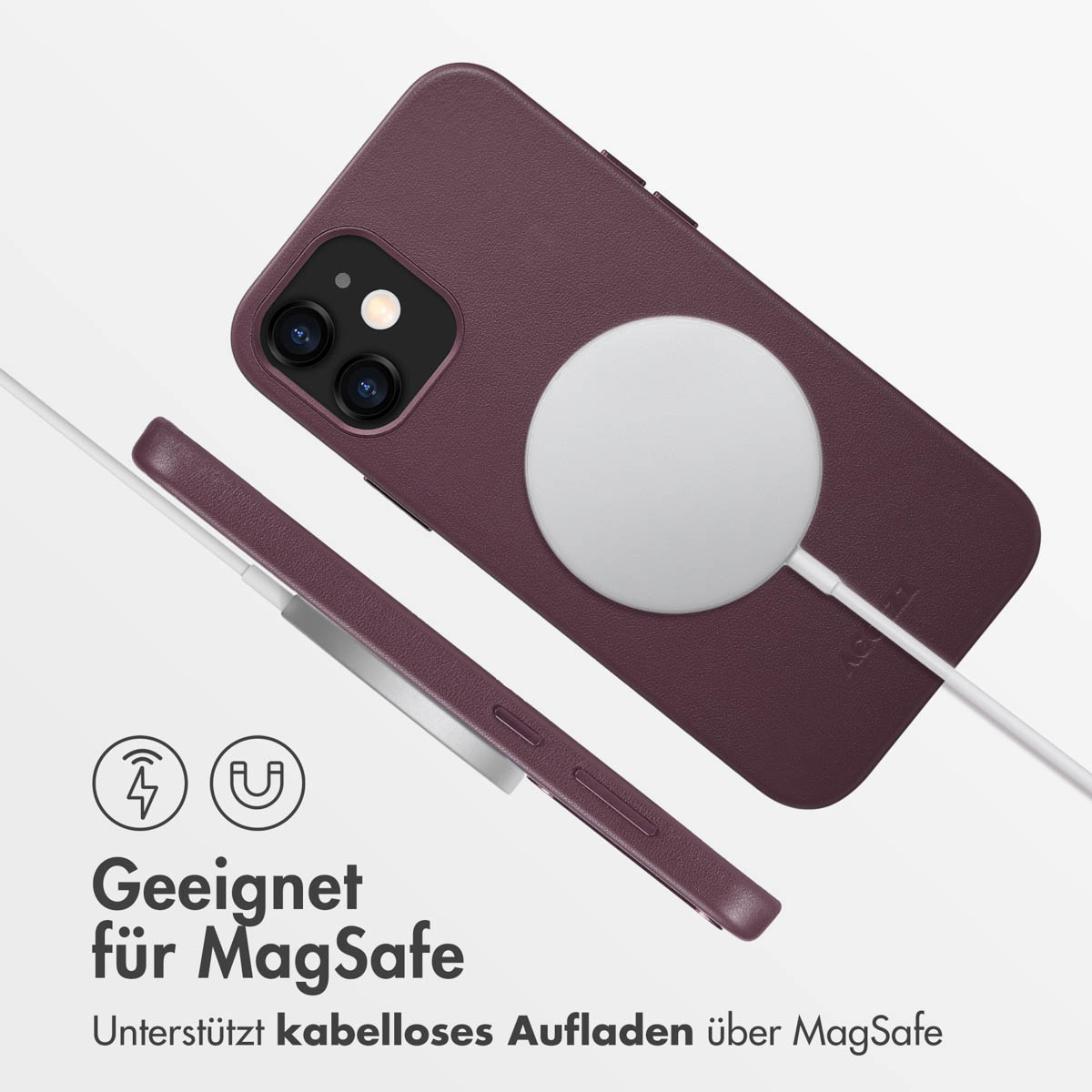 Accezz MagSafe Leather Backcover Apple iPhone 12 (Pro) - Heath Purple - Afbeelding 9