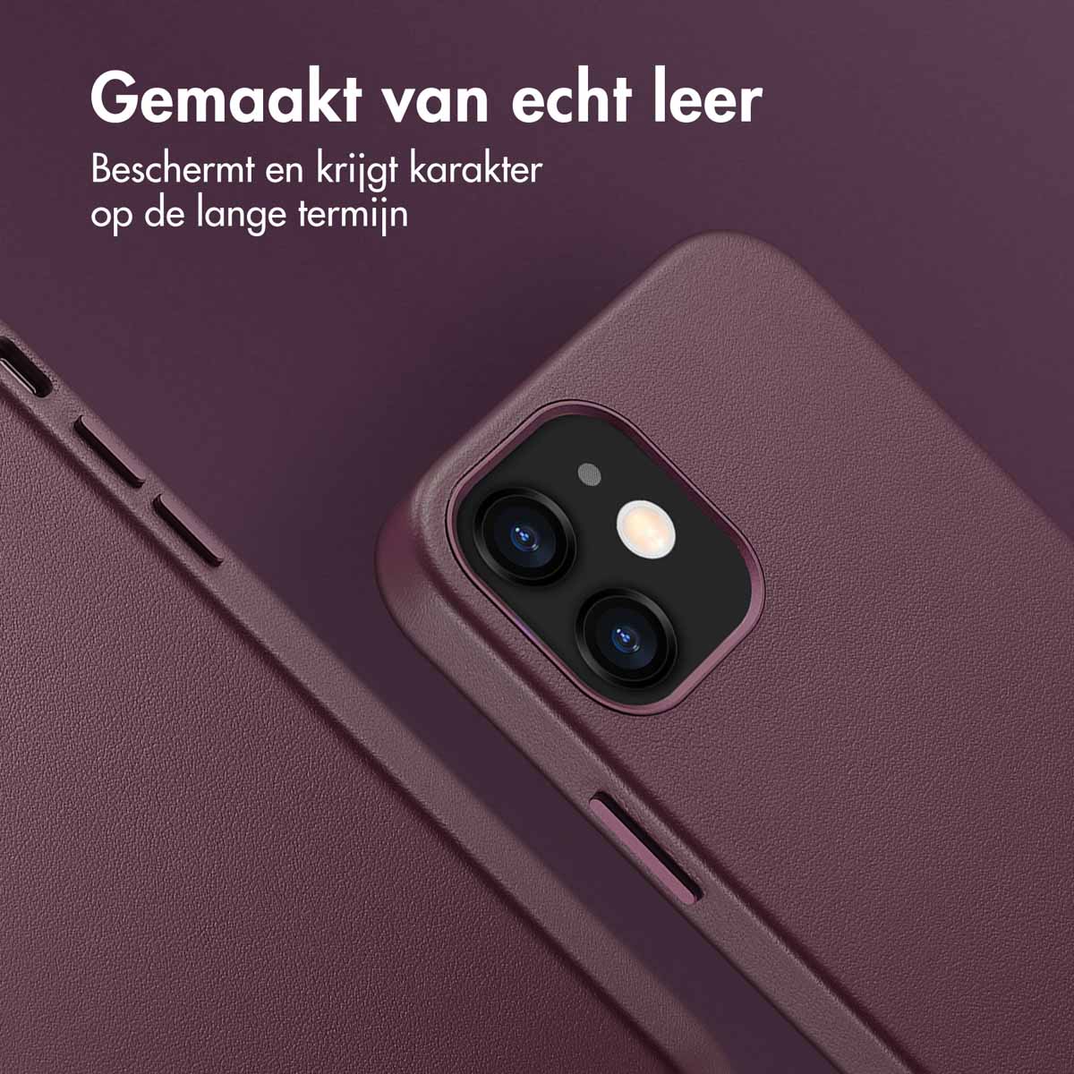 Accezz MagSafe Leather Backcover Apple iPhone 12 (Pro) - Heath Purple - Afbeelding 6