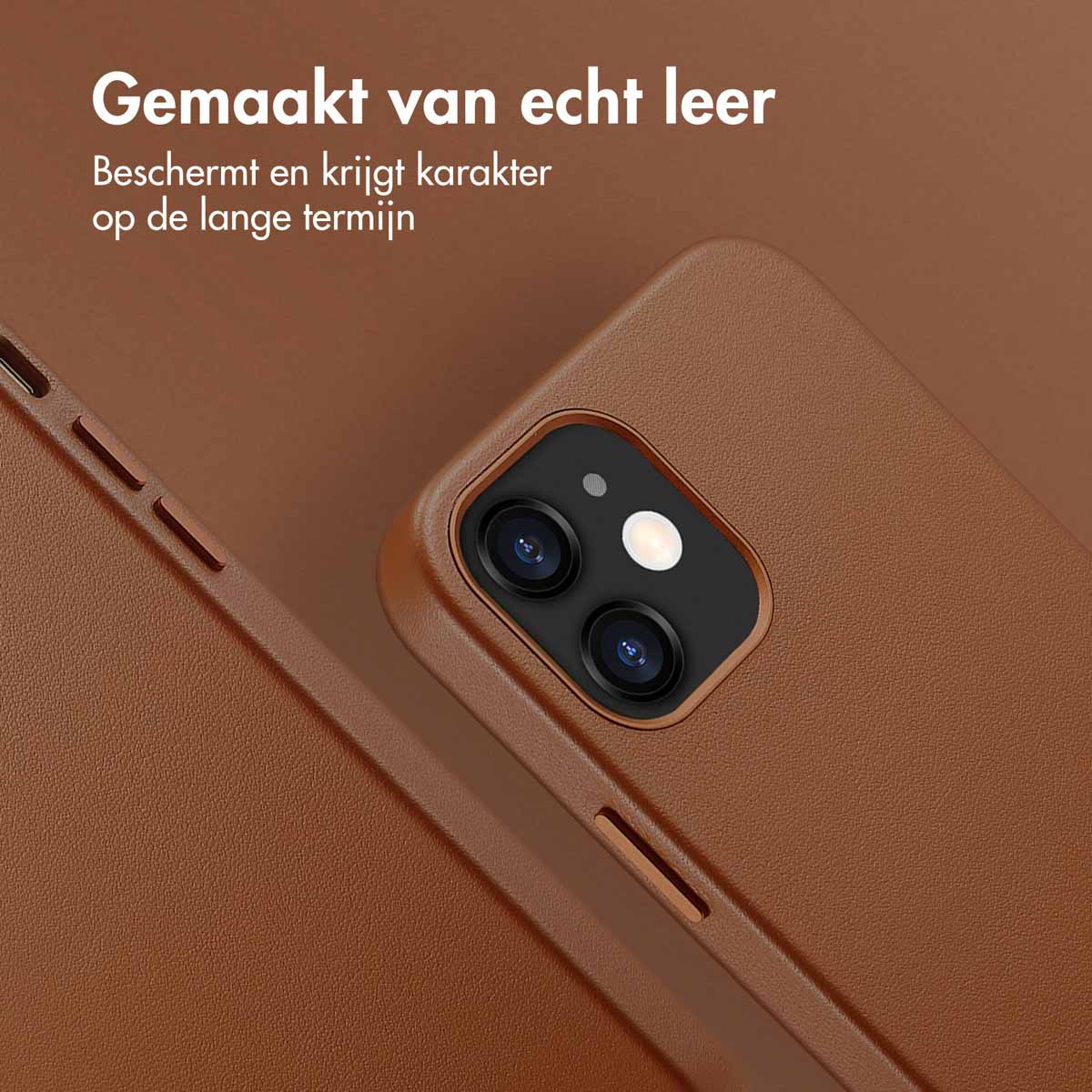 Accezz MagSafe Leather Backcover Apple iPhone 12 (Pro) - Sienna Brown - Afbeelding 6