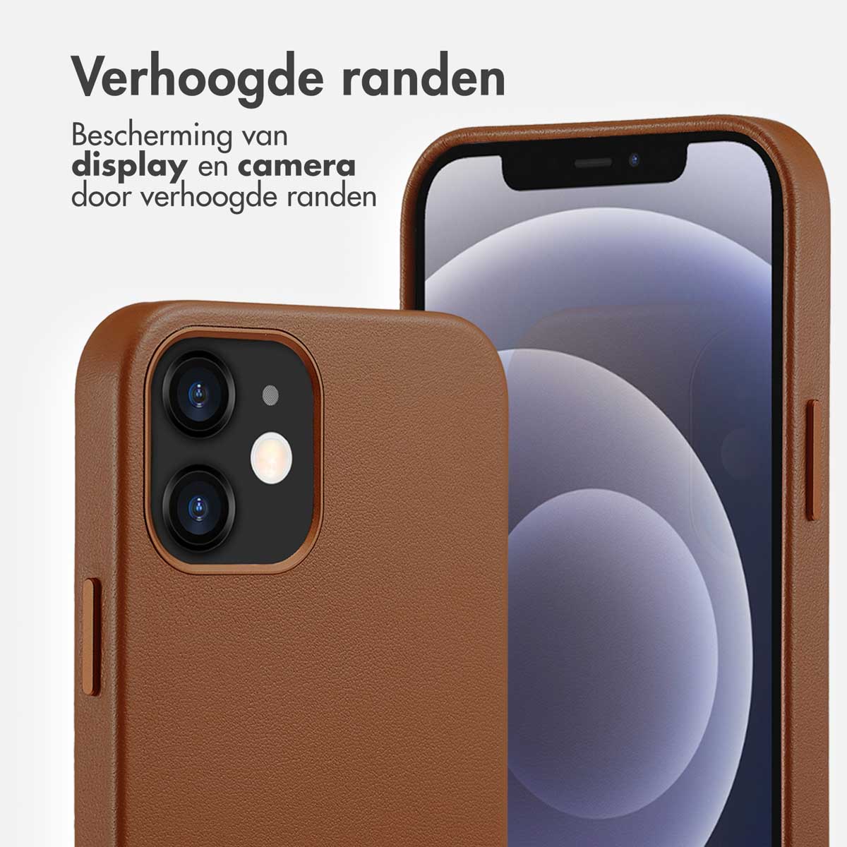 Accezz MagSafe Leather Backcover Apple iPhone 12 (Pro) - Sienna Brown - Afbeelding 10