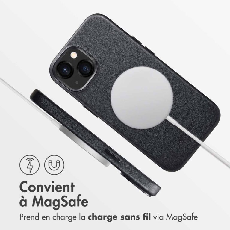 Accezz MagSafe Leather Backcover Apple iPhone 13 - Onyx Black - Afbeelding 3