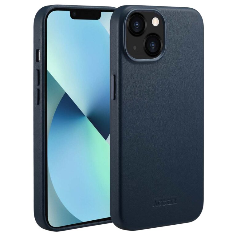 Accezz MagSafe Leather Backcover Apple iPhone 13 - Nightfall Blue - Afbeelding 10
