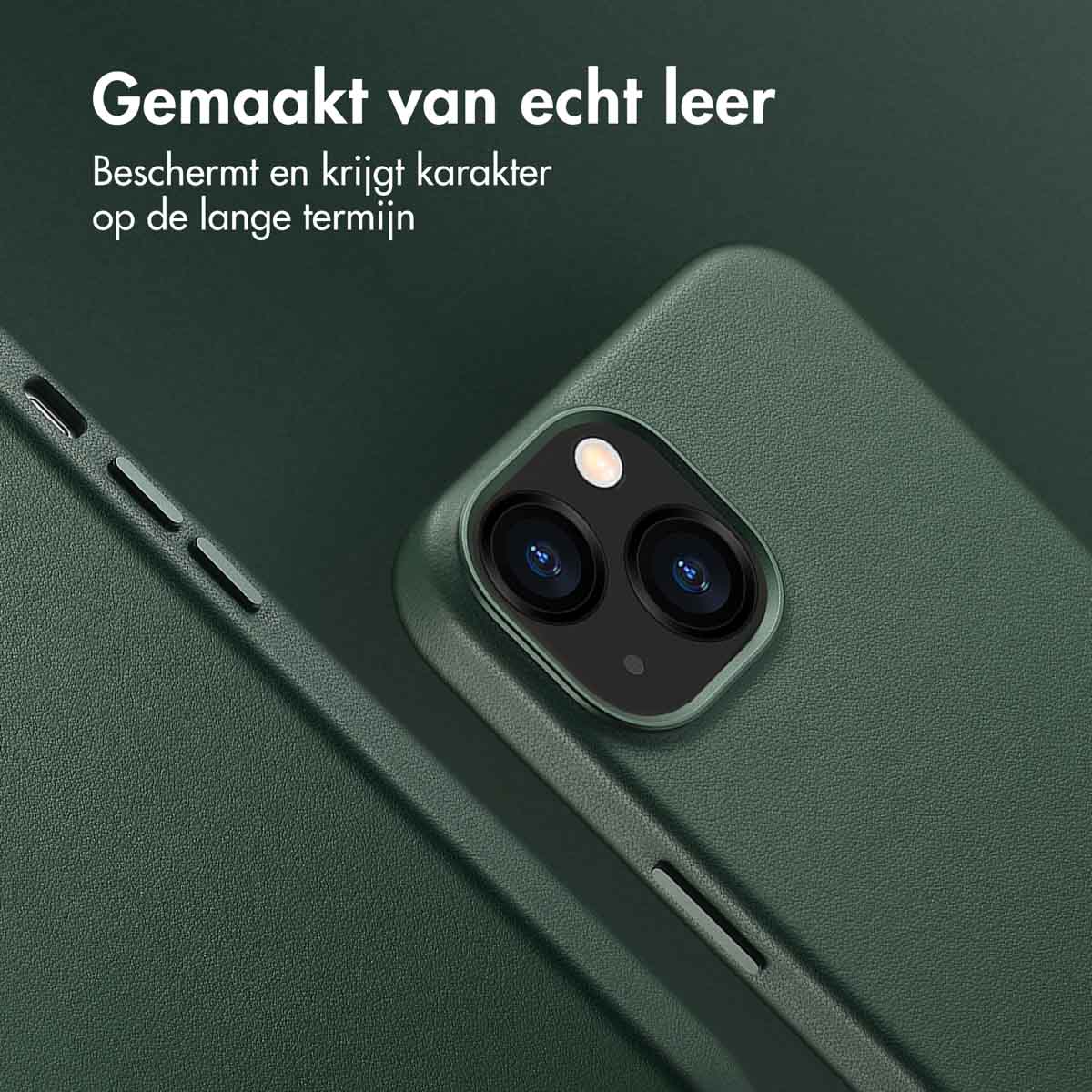 Accezz MagSafe Leather Backcover Apple iPhone 13 - Cedar Green - Afbeelding 6