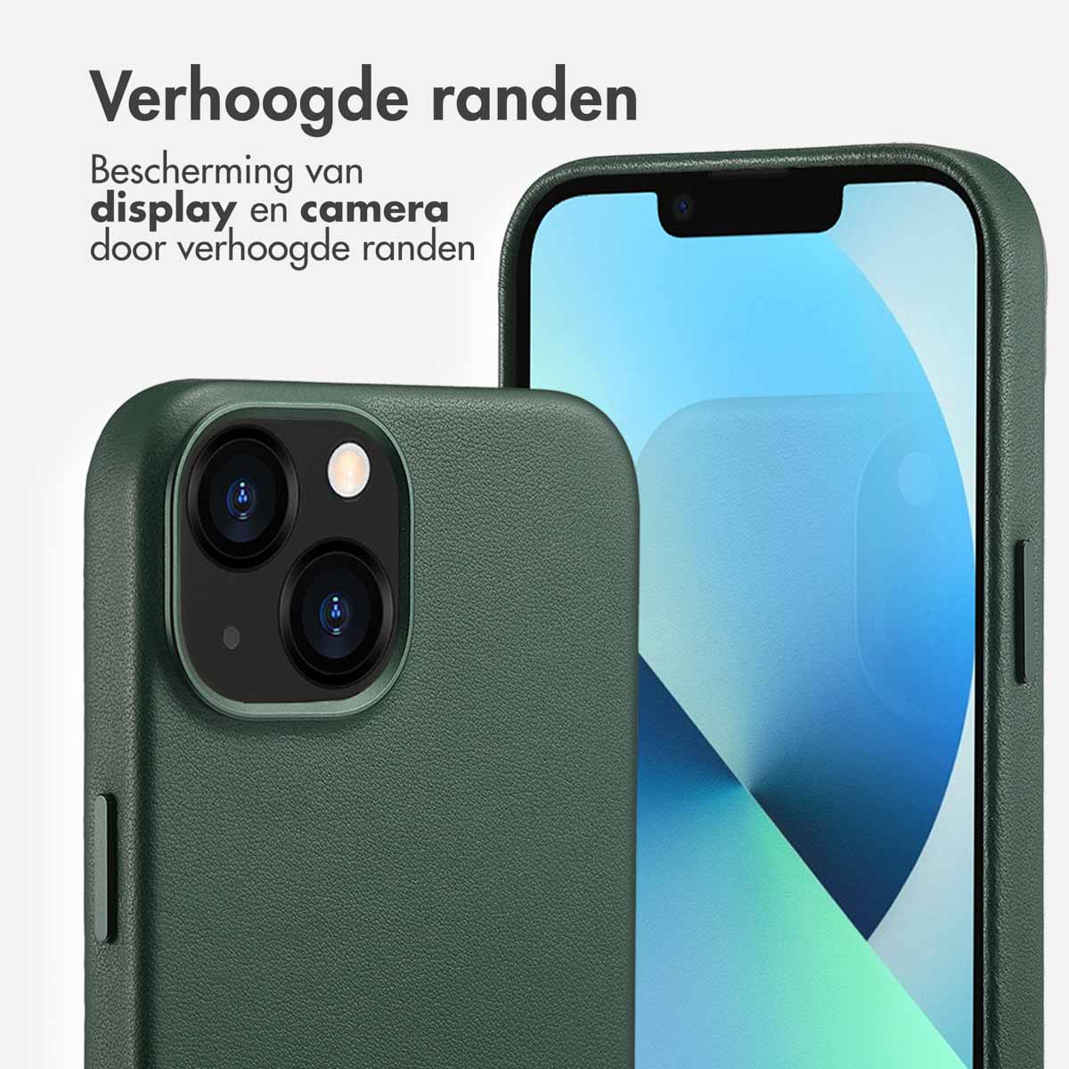 Accezz MagSafe Leather Backcover Apple iPhone 13 - Cedar Green - Afbeelding 10