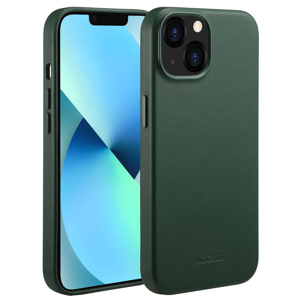 Accezz MagSafe Leather Backcover Apple iPhone 13 - Cedar Green - Afbeelding 10