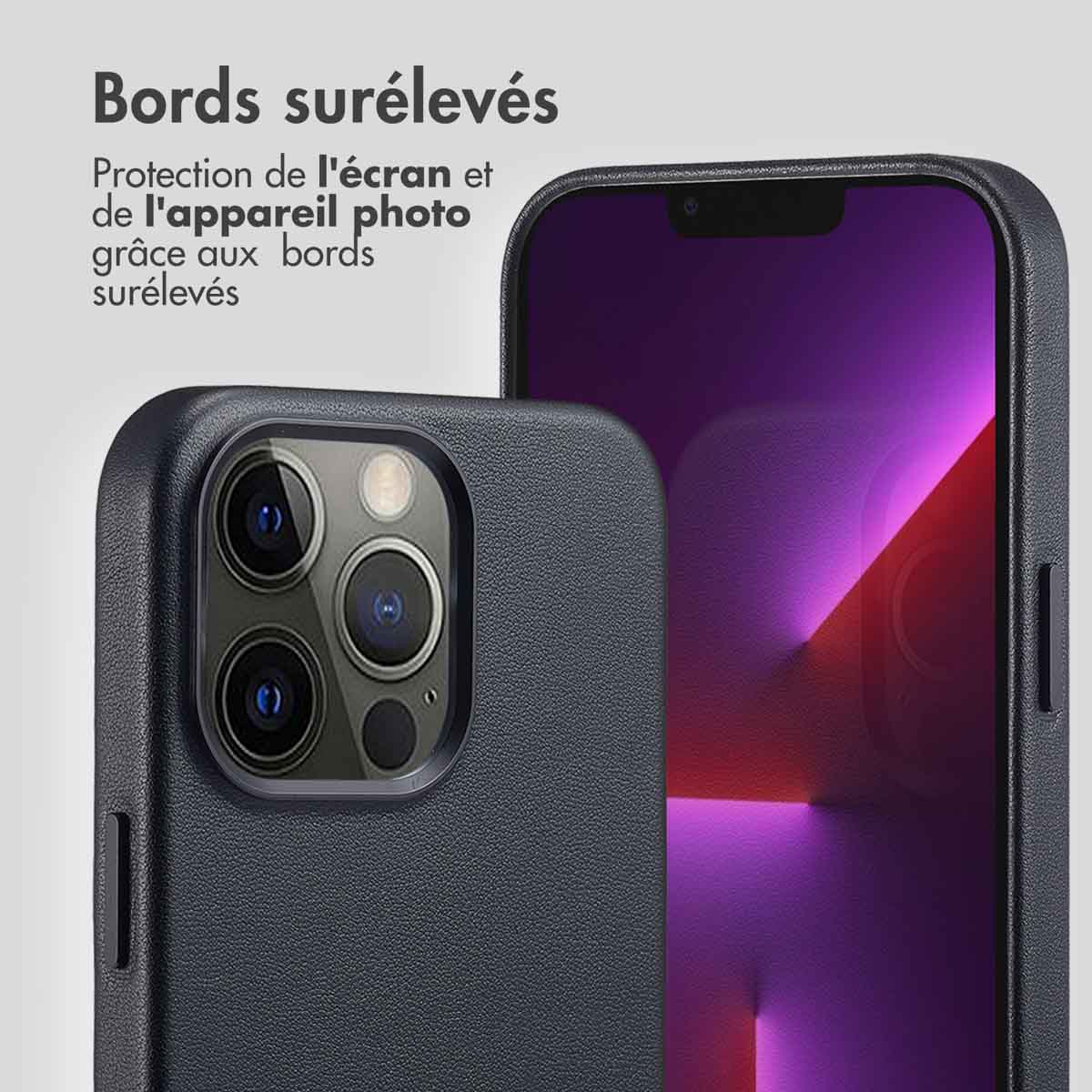 Accezz MagSafe Leather Backcover Apple iPhone 13 Pro - Onyx Black - Afbeelding 8