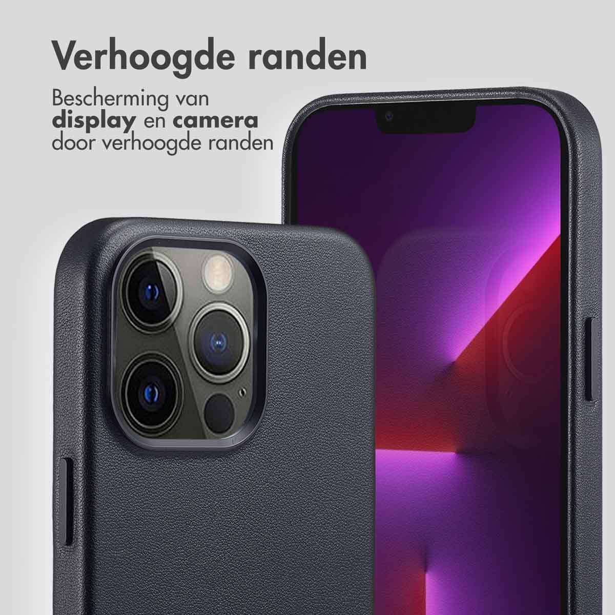 Accezz MagSafe Leather Backcover Apple iPhone 13 Pro - Onyx Black - Afbeelding 7