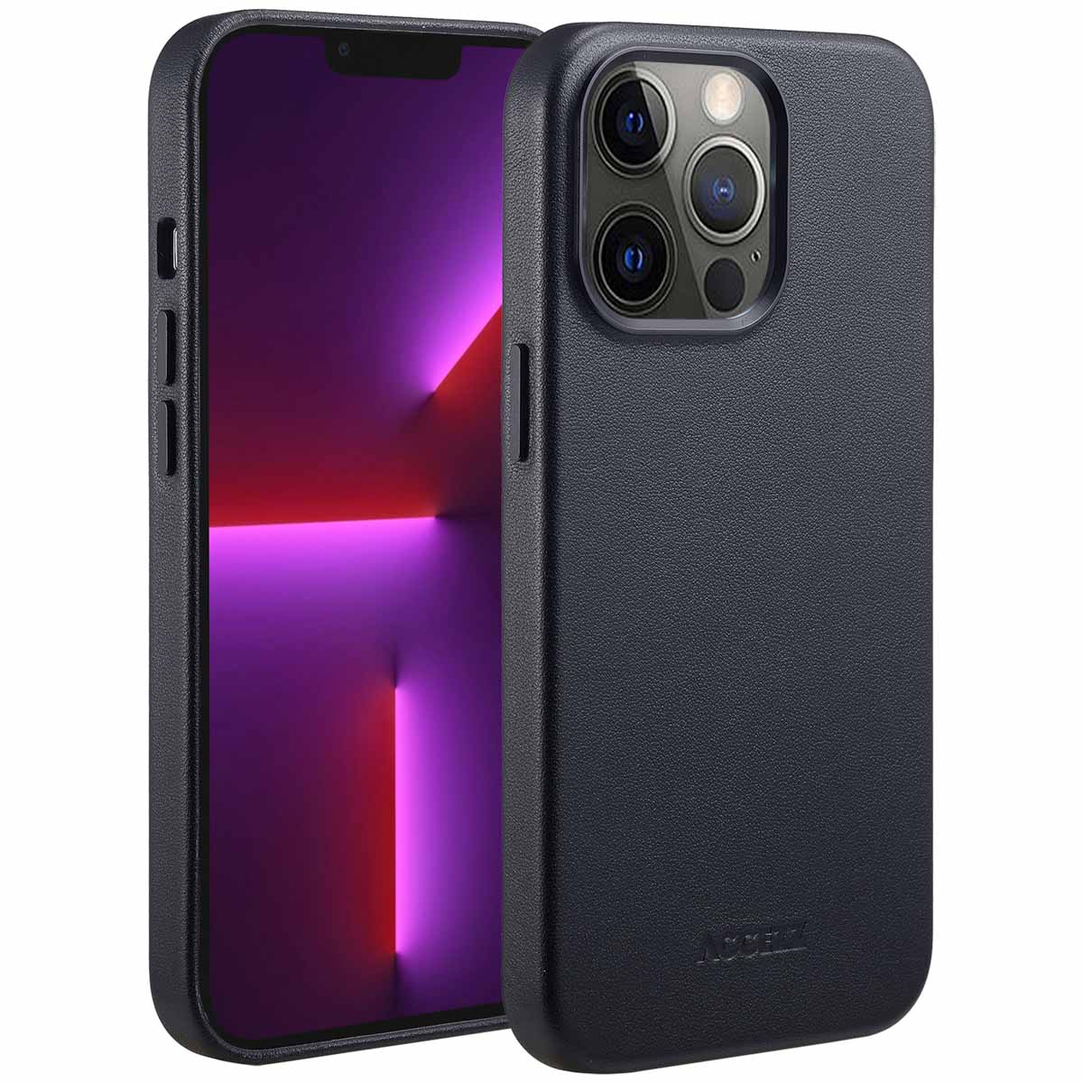 Accezz MagSafe Leather Backcover Apple iPhone 13 Pro - Onyx Black - Afbeelding 3