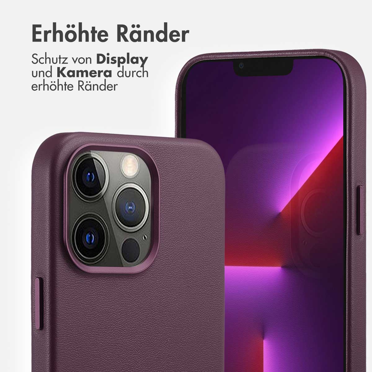 Accezz MagSafe Leather Backcover Apple iPhone 13 Pro - Heath Purple - Afbeelding 10