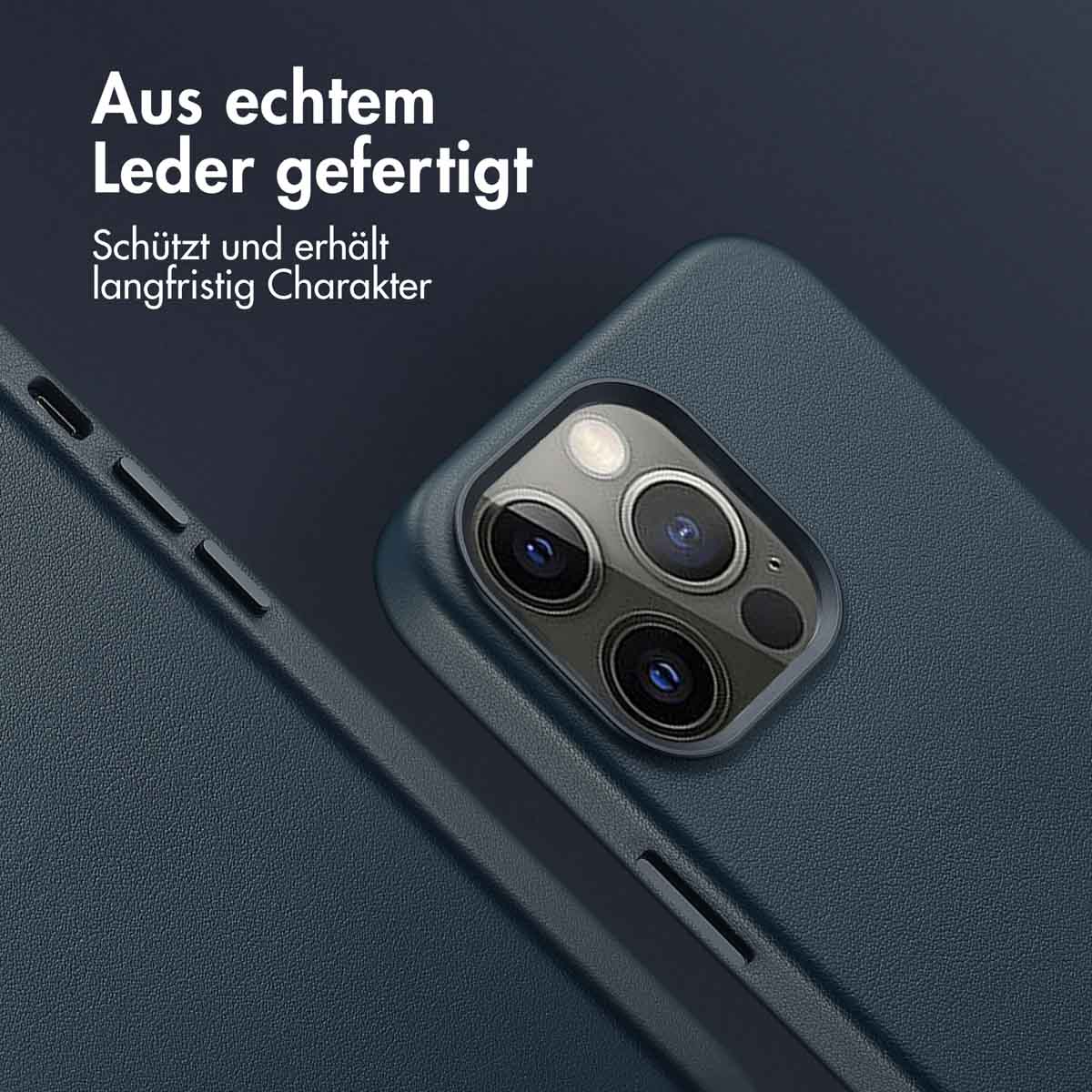 Accezz MagSafe Leather Backcover Apple iPhone 13 Pro - Nightfall Blue - Afbeelding 4