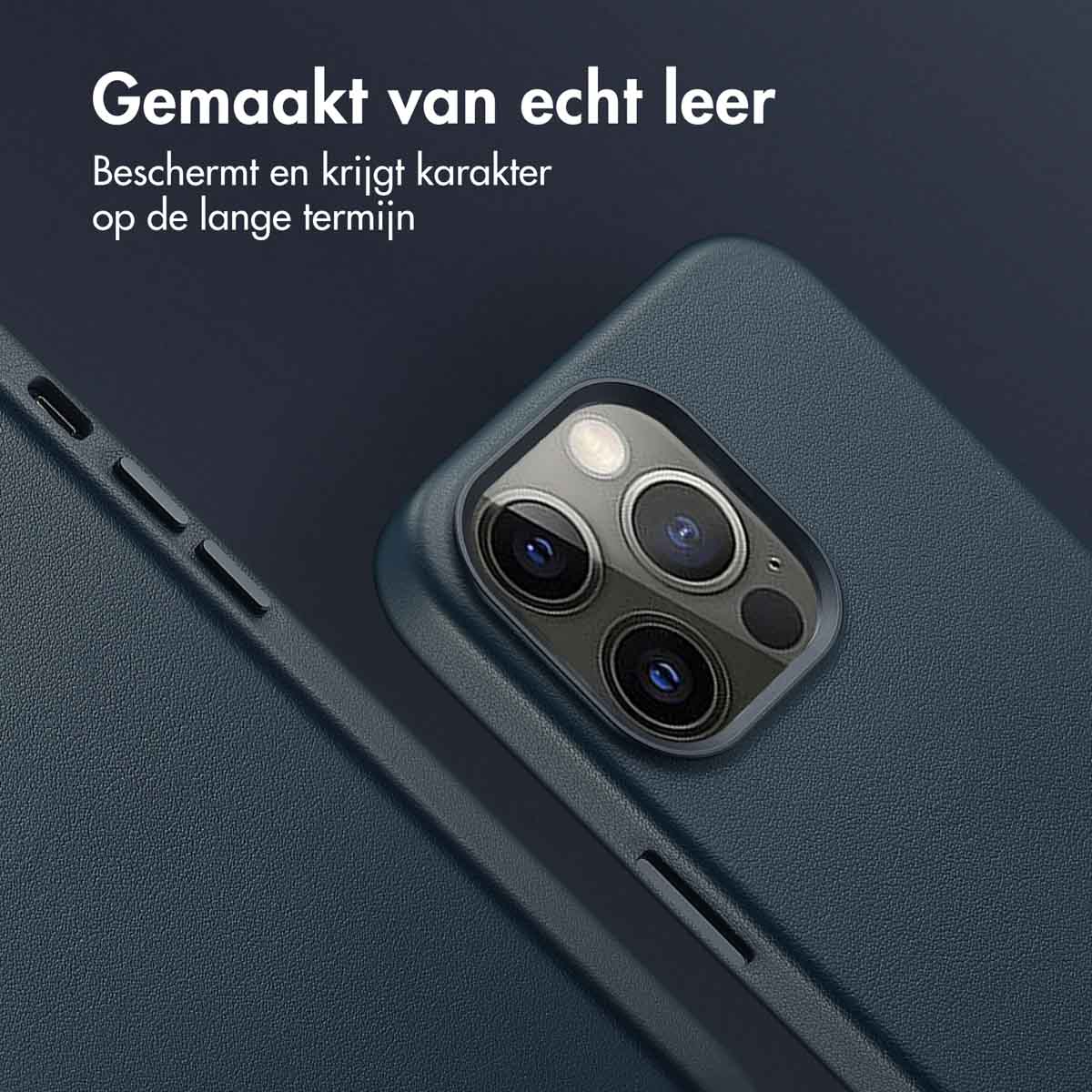 Accezz MagSafe Leather Backcover Apple iPhone 13 Pro - Nightfall Blue - Afbeelding 6