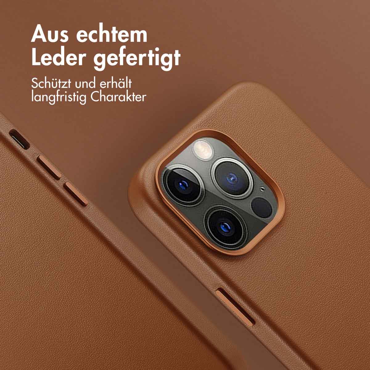 Accezz MagSafe Leather Backcover Apple iPhone 13 Pro - Sienna Brown - Afbeelding 4