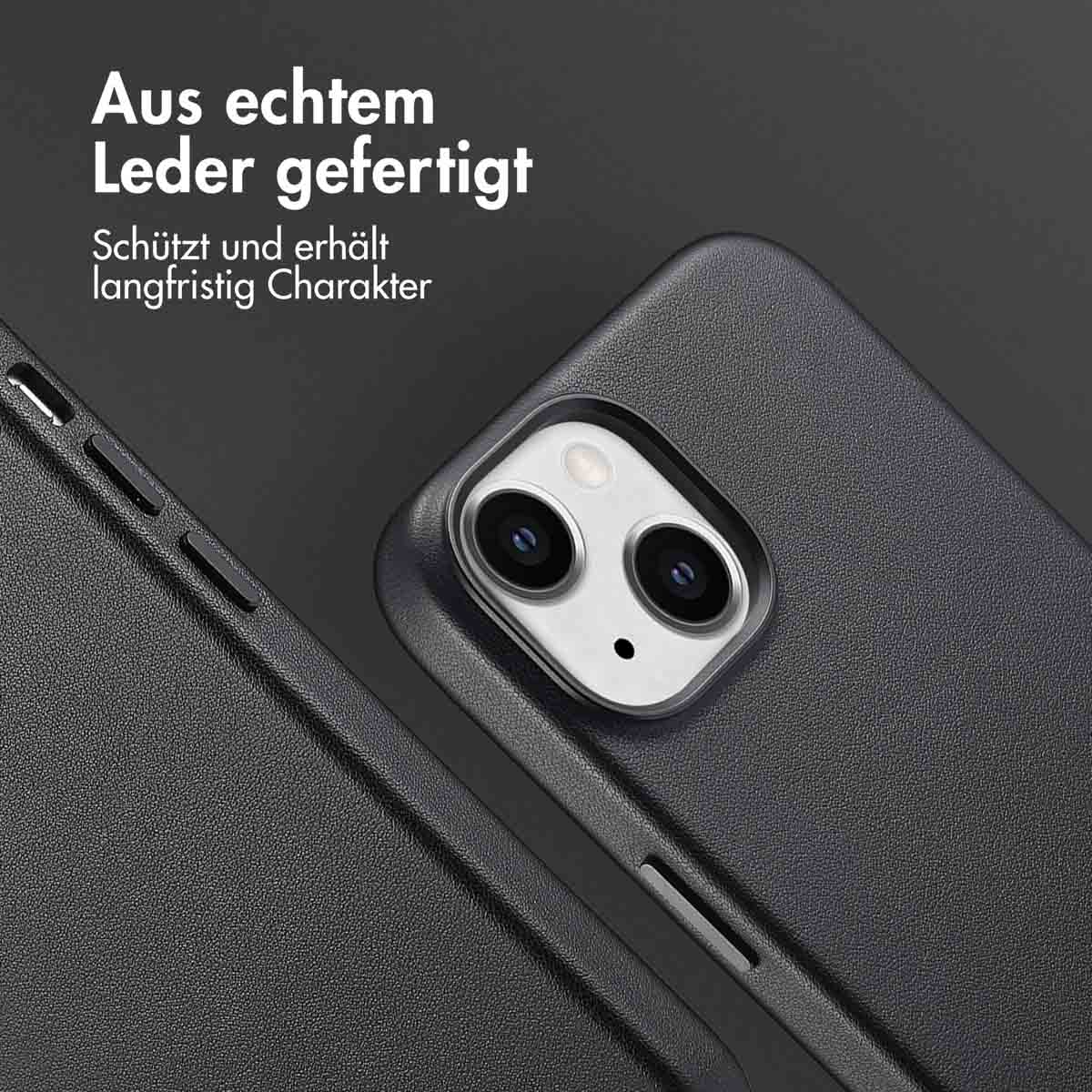 Accezz MagSafe Leather Backcover Apple iPhone 14 - Onyx Black - Afbeelding 6