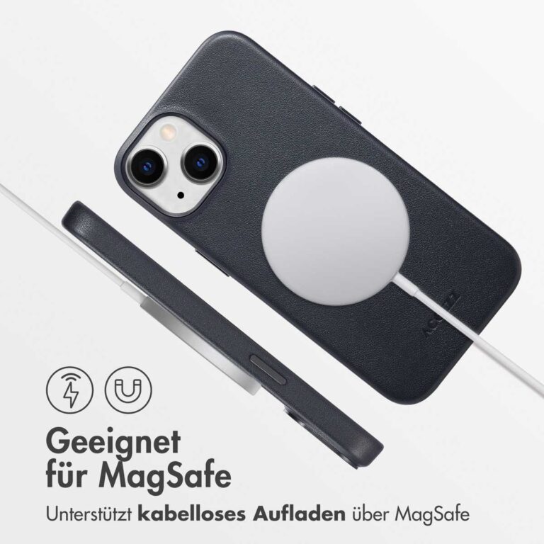 Accezz MagSafe Leather Backcover Apple iPhone 14 - Onyx Black - Afbeelding 9