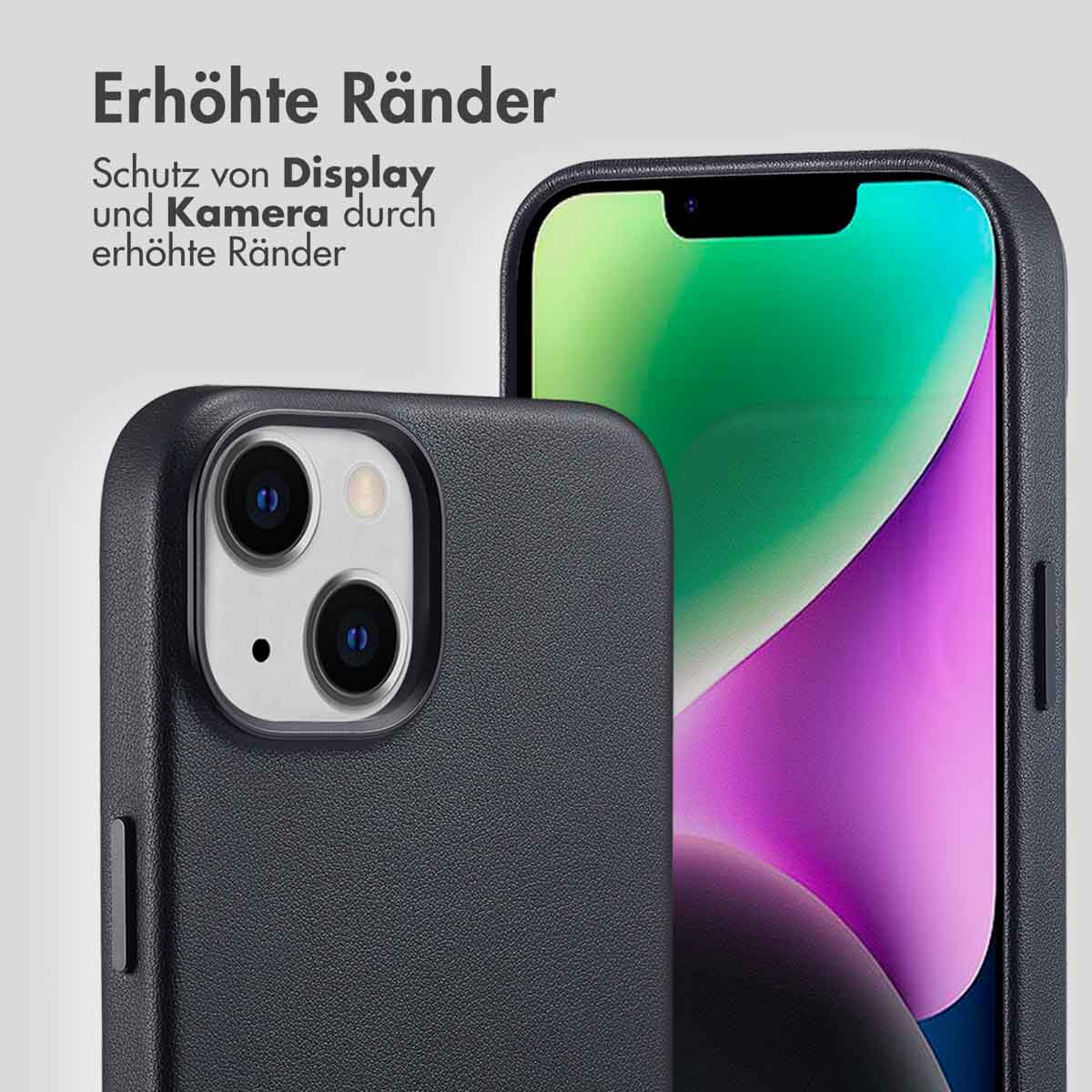 Accezz MagSafe Leather Backcover Apple iPhone 14 - Onyx Black - Afbeelding 8