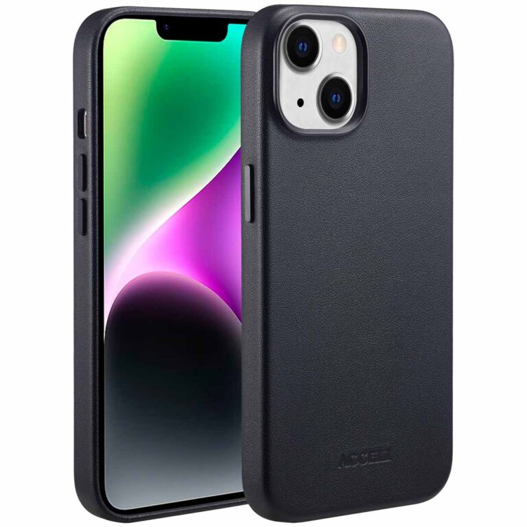Accezz MagSafe Leather Backcover Apple iPhone 14 - Onyx Black - Afbeelding 2
