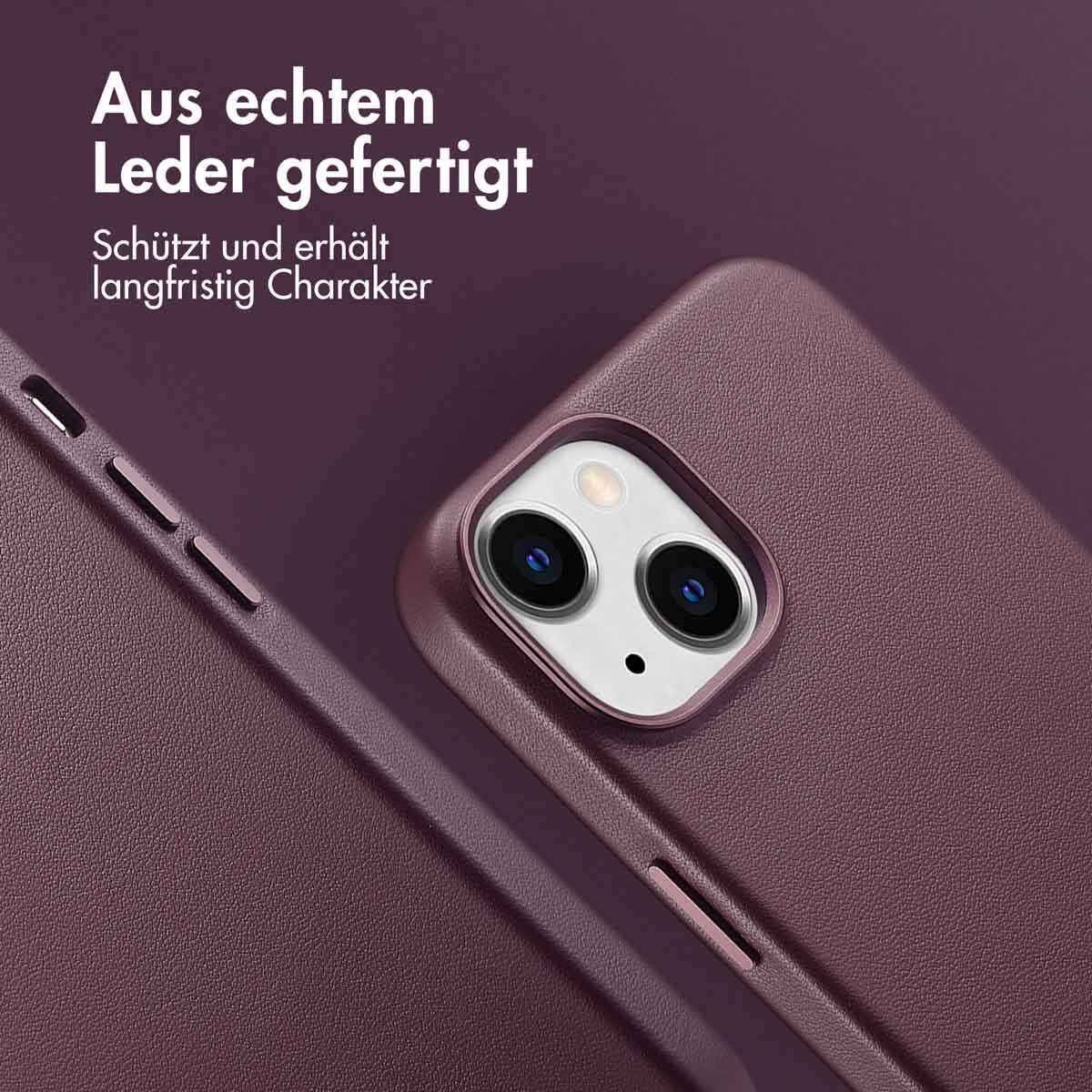 Accezz MagSafe Leather Backcover Apple iPhone 14 - Heath Purple - Afbeelding 4