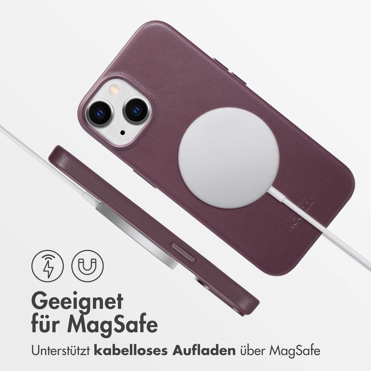 Accezz MagSafe Leather Backcover Apple iPhone 14 - Heath Purple - Afbeelding 8