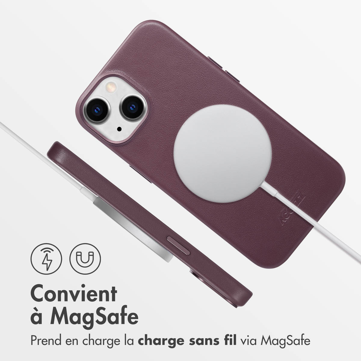 Accezz MagSafe Leather Backcover Apple iPhone 14 - Heath Purple - Afbeelding 9