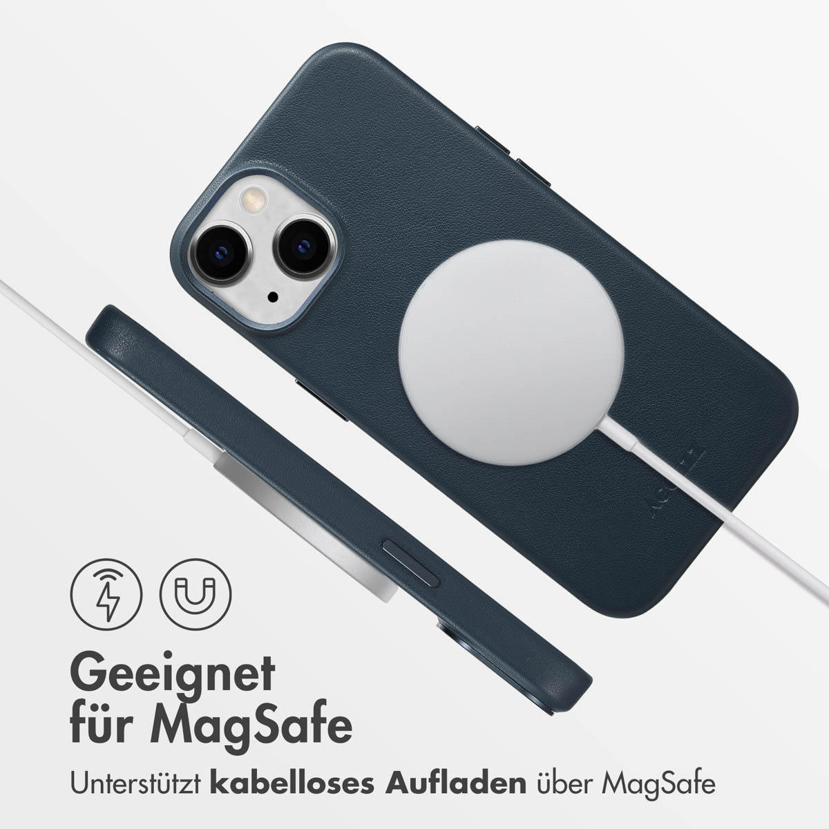 Accezz MagSafe Leather Backcover Apple iPhone 14 - Nightfall Blue - Afbeelding 8