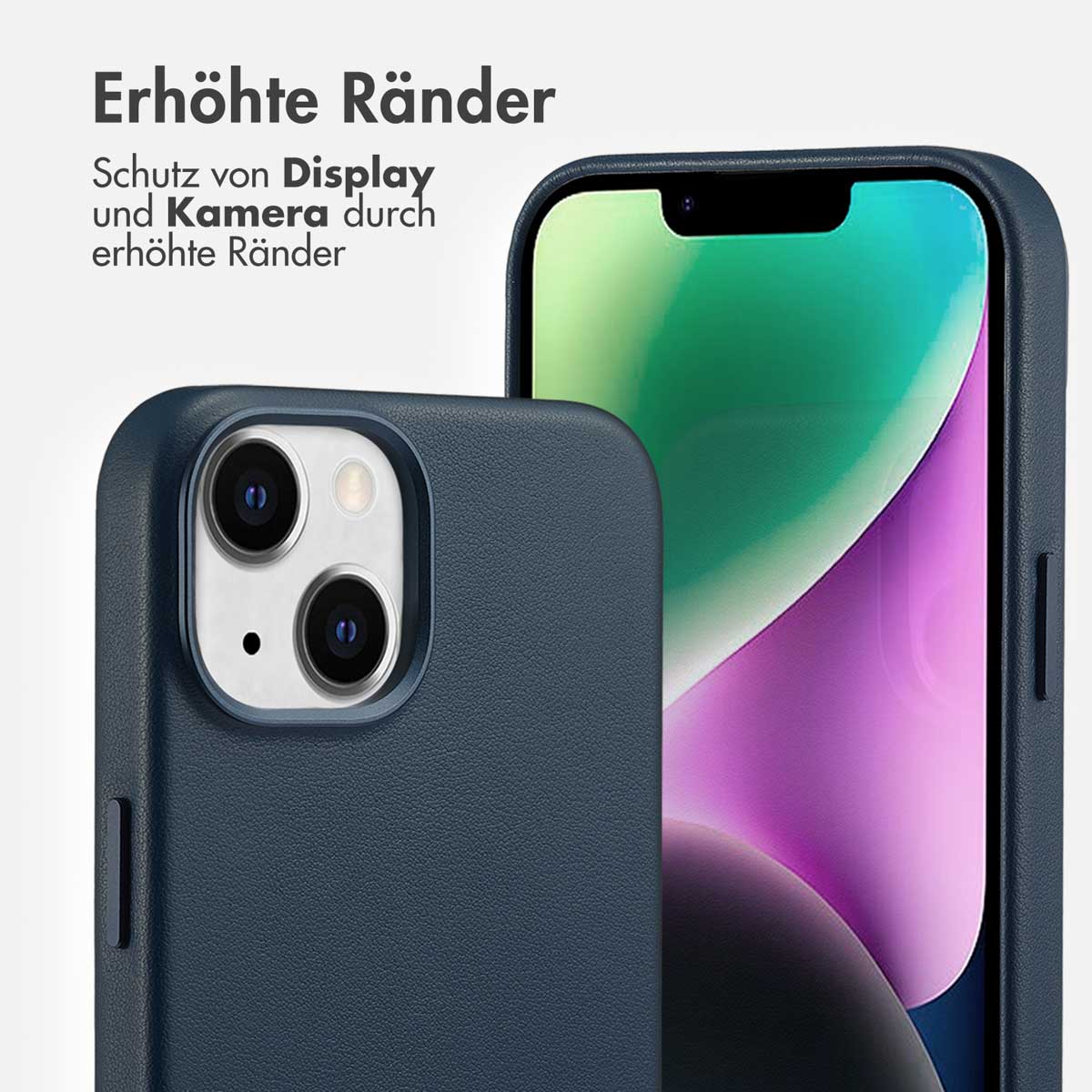 Accezz MagSafe Leather Backcover Apple iPhone 14 - Nightfall Blue - Afbeelding 10