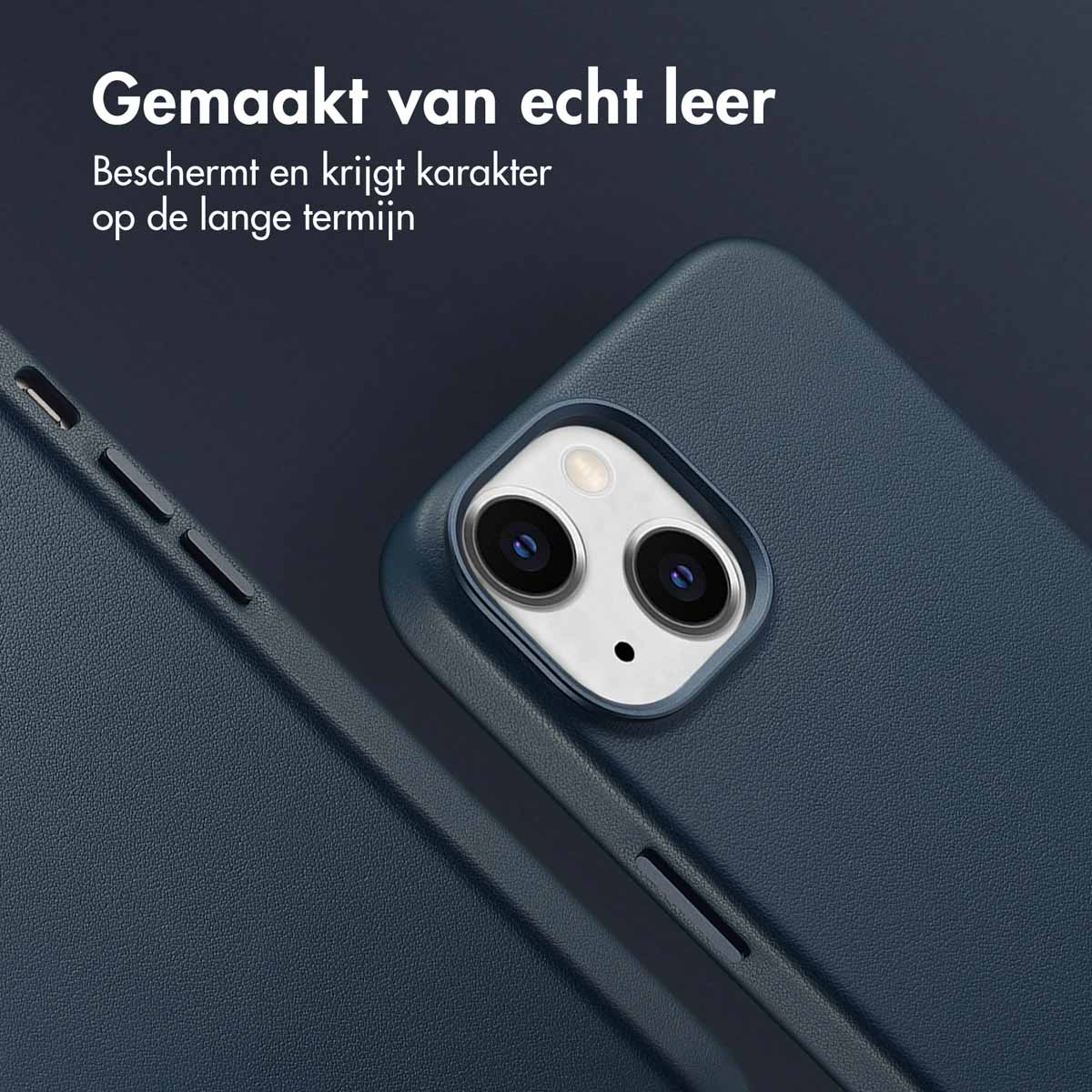 Accezz MagSafe Leather Backcover Apple iPhone 14 - Nightfall Blue - Afbeelding 6