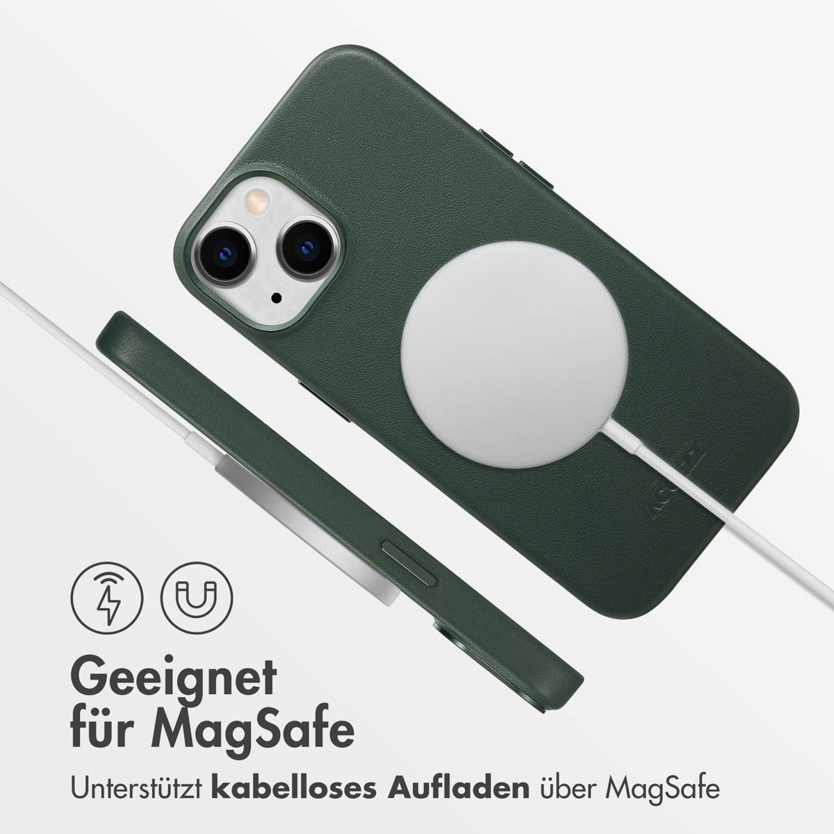 Accezz MagSafe Leather Backcover Apple iPhone 14 - Cedar Green - Afbeelding 8